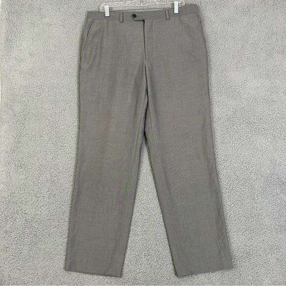 Madison Dress Pants Mens 36x31 Gray Flat Front Slacks - Picture 1 of 11